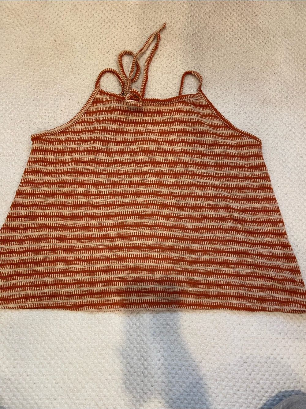 a.n.a Rust and Cream Striped Halter Cami